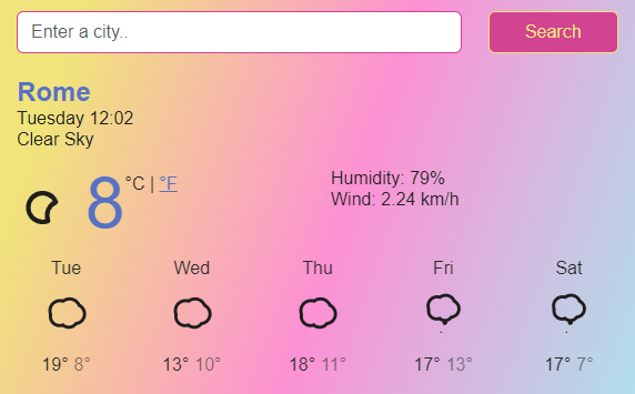 Weather app project preview